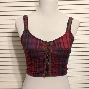 Free People Plaid Print Crop Top